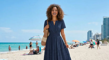 Women's Short Sleeve Tiered Maxi Dress