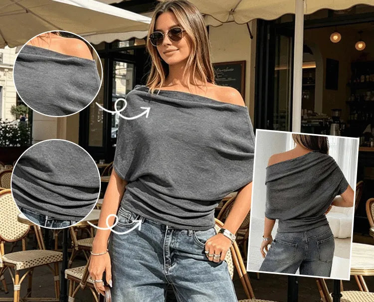 Women’s Draped Off-Shoulder Batwing Top