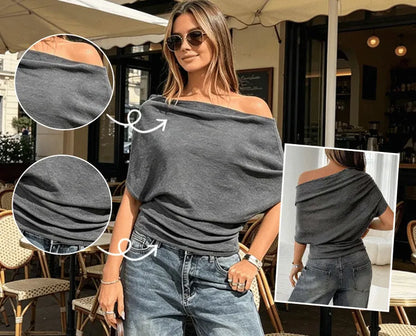 Women’s Draped Off-Shoulder Batwing Top