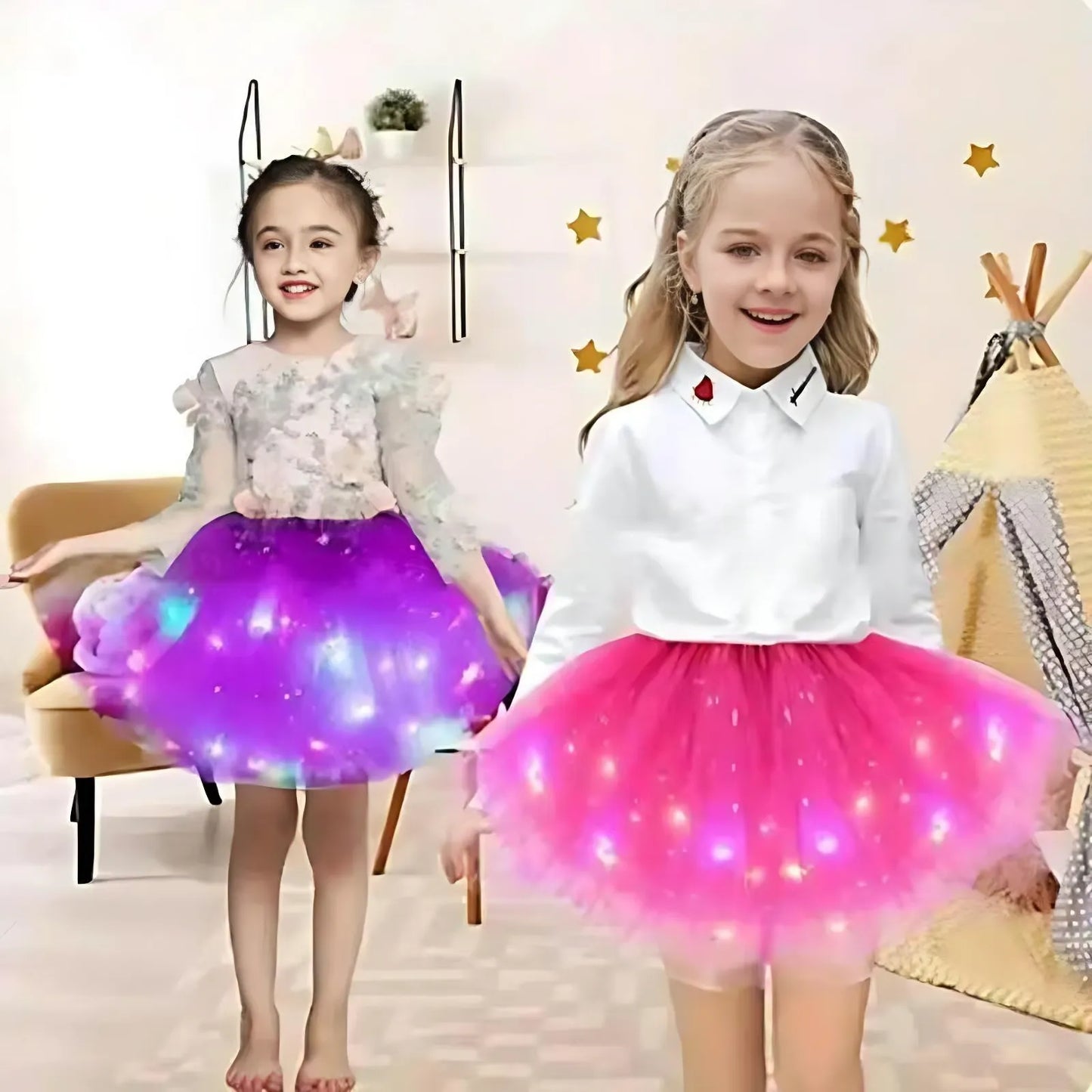Girls’ Light-Up Star Tulle Tutu Skirt