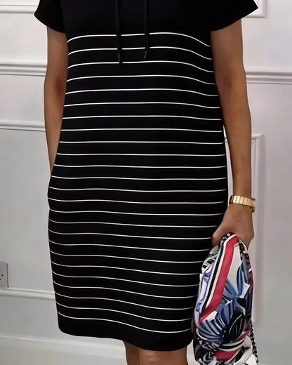 Women's Hooded Striped Casual Dress