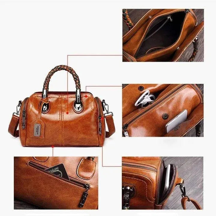 Women’s Large Capacity Leather-Look Satchel Bag