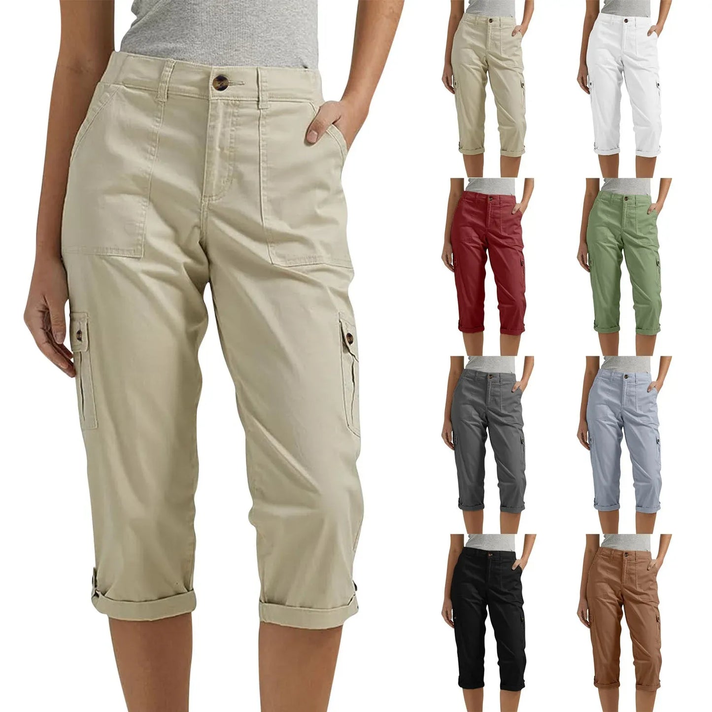 Women’s Stretch Multi-Pocket Capri Cargo Pants