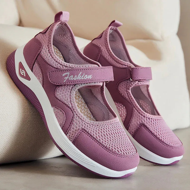 Women’s Breathable Hook-and-Loop Comfort Walking Shoes