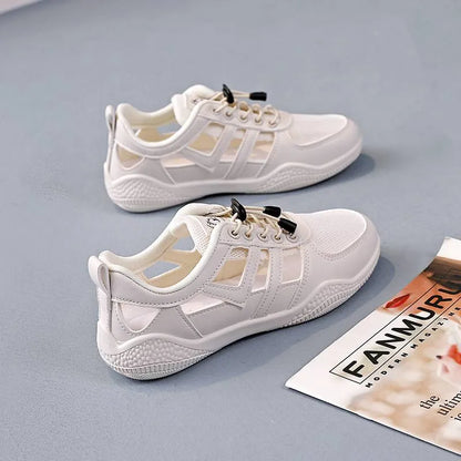 Breathable Cutout Lace-Up Comfort Sneakers