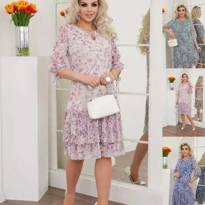 Women’s Floral Tiered Ruffle Midi Dress