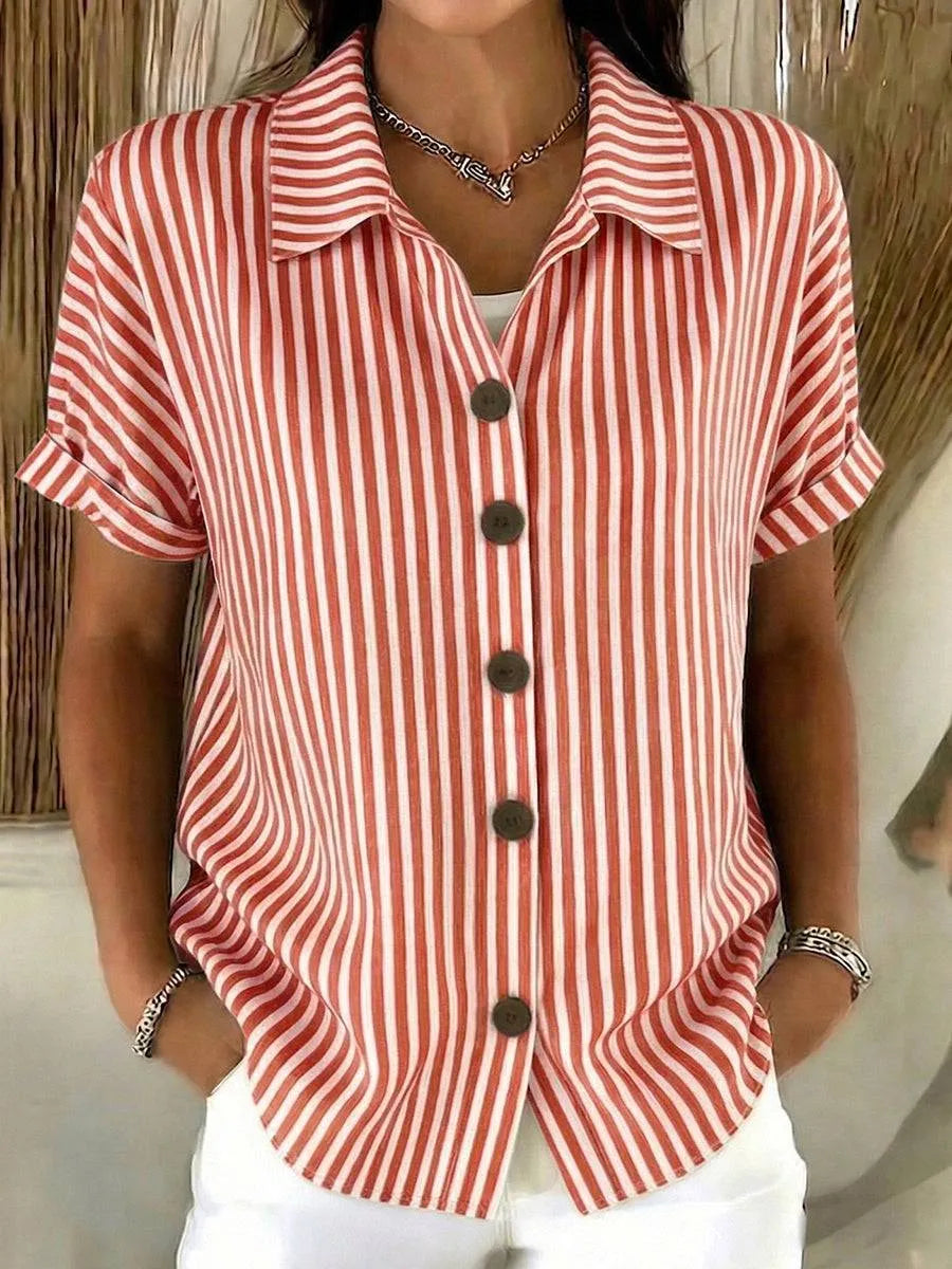Women’s Striped Cotton-Linen Button-Up Shirt