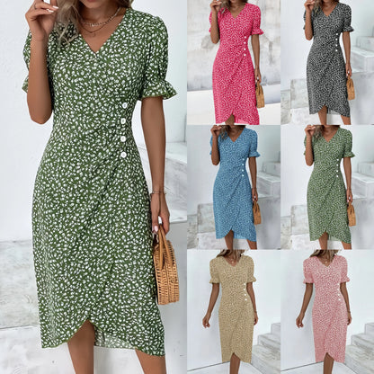 Women's Floral V-Neck Wrap Dress