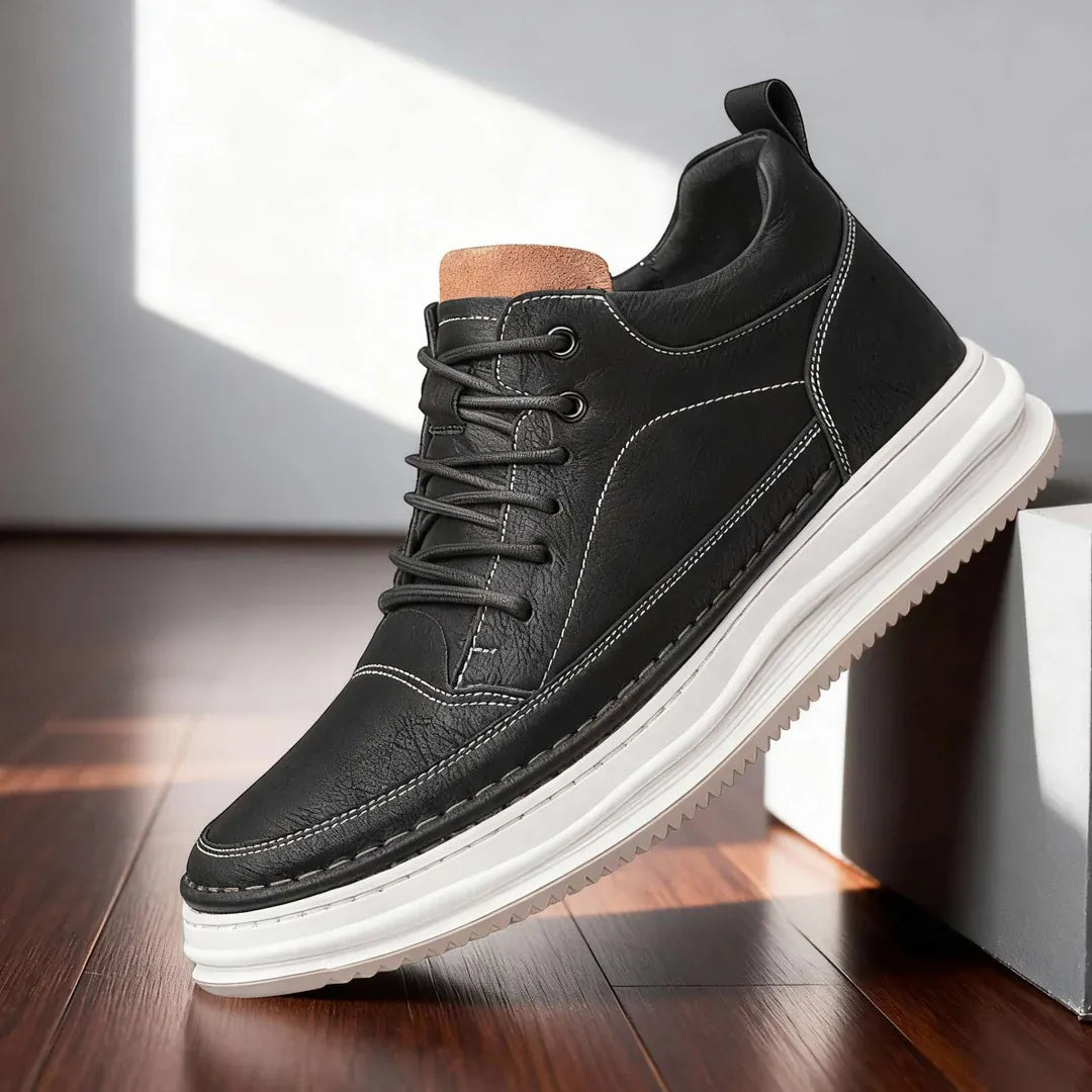 Men’s Leather-Look Lace-Up Casual Sneakers