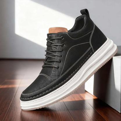 Men’s Leather-Look Lace-Up Casual Sneakers