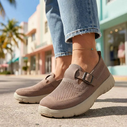 Women’s Breathable Buckle Slip-On Sneakers