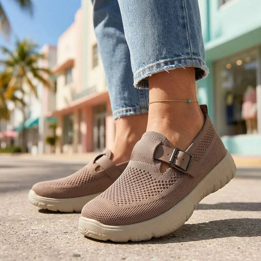 Women’s Breathable Buckle Slip-On Sneakers