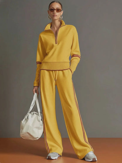 Women’s Half-Zip Sweatshirt & Wide-Leg Pants Set
