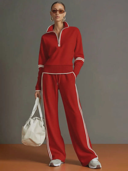 Women’s Half-Zip Sweatshirt & Wide-Leg Pants Set