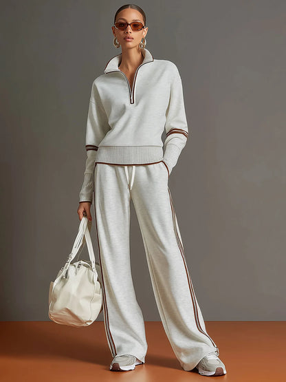 Women’s Half-Zip Sweatshirt & Wide-Leg Pants Set