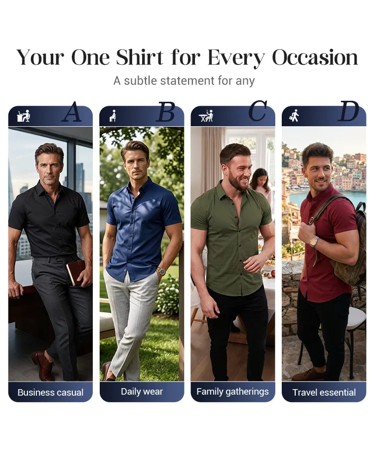 Men’s Short Sleeve Wrinkle-Resistant Button-Up Shirt