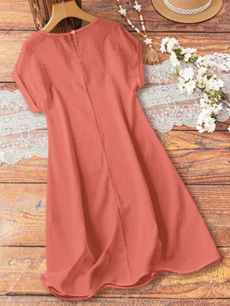 Women’s Lace Panel Short Sleeve Swing Dress