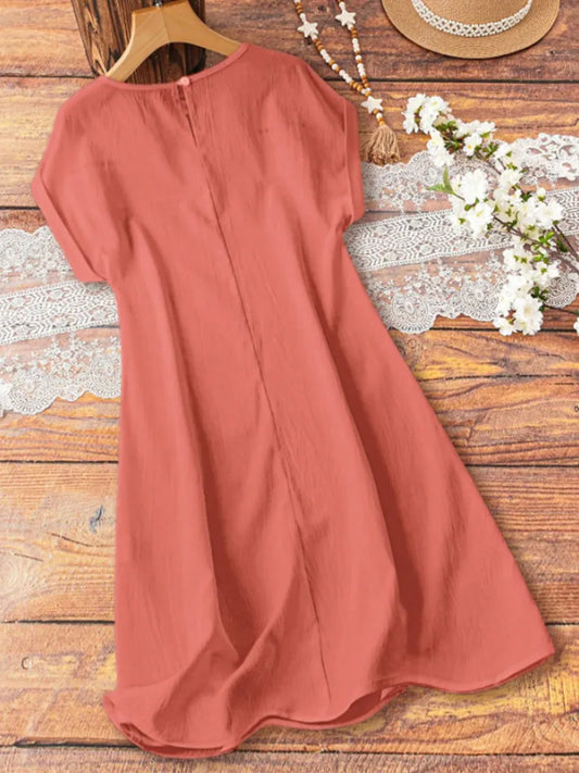 Women’s Lace Panel Short Sleeve Swing Dress