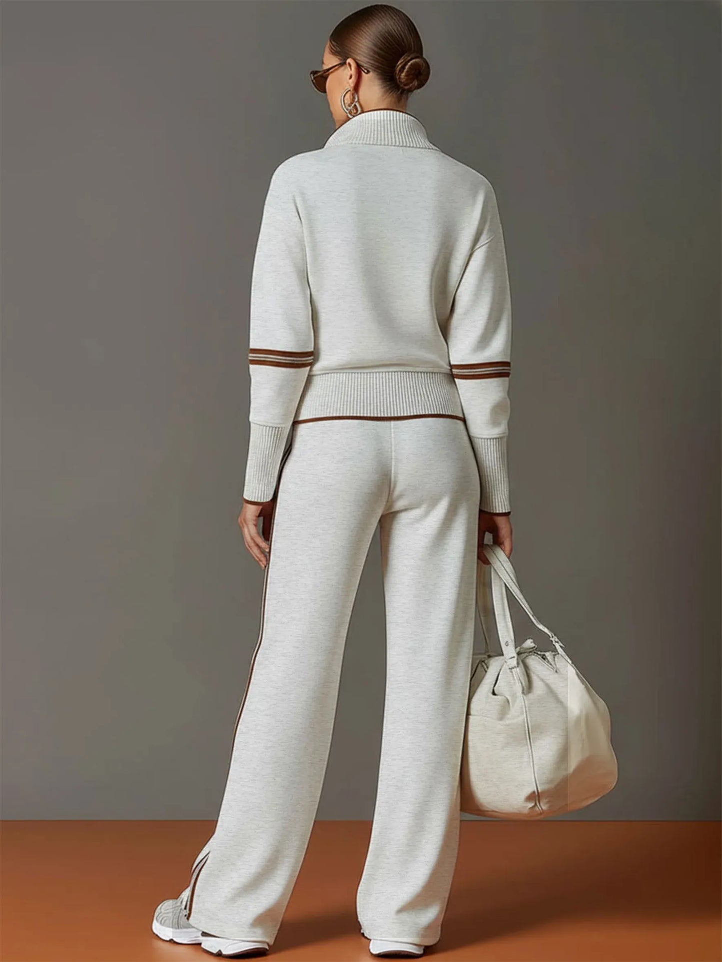 Women’s Half-Zip Sweatshirt & Wide-Leg Pants Set