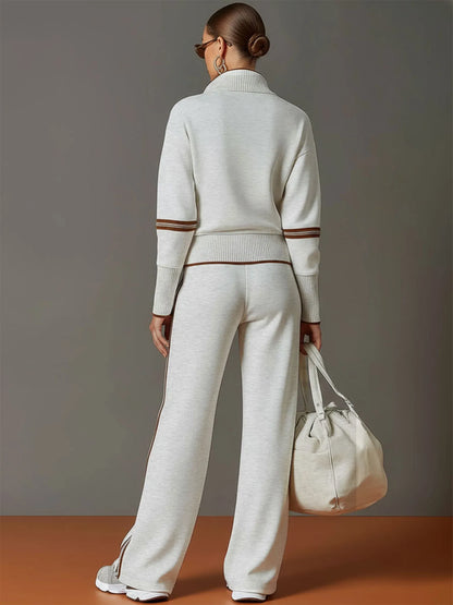 Women’s Half-Zip Sweatshirt & Wide-Leg Pants Set