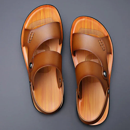 Men’s Adjustable Leather-Look Slingback Sandals