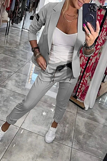 Women’s Casual Blazer and Pants 2-Piece Set