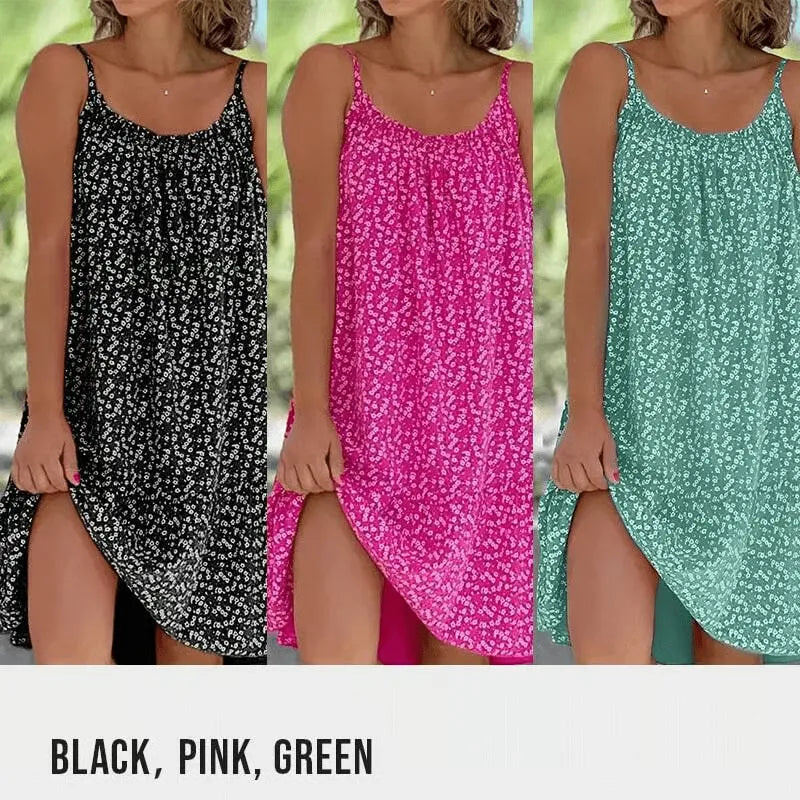 Floral Print Sleeveless Flowy Summer Dress