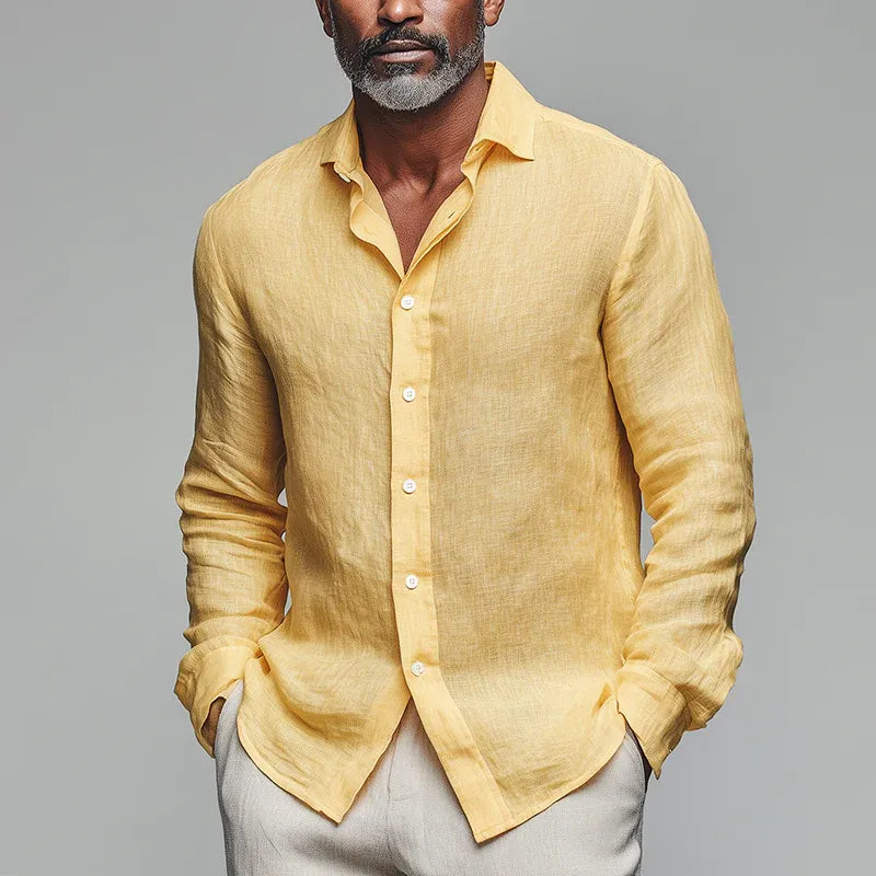 Men’s Lightweight Linen-Blend Long Sleeve Shirt