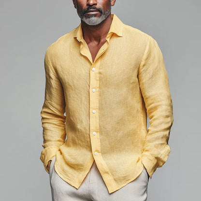 Men’s Lightweight Linen-Blend Long Sleeve Shirt