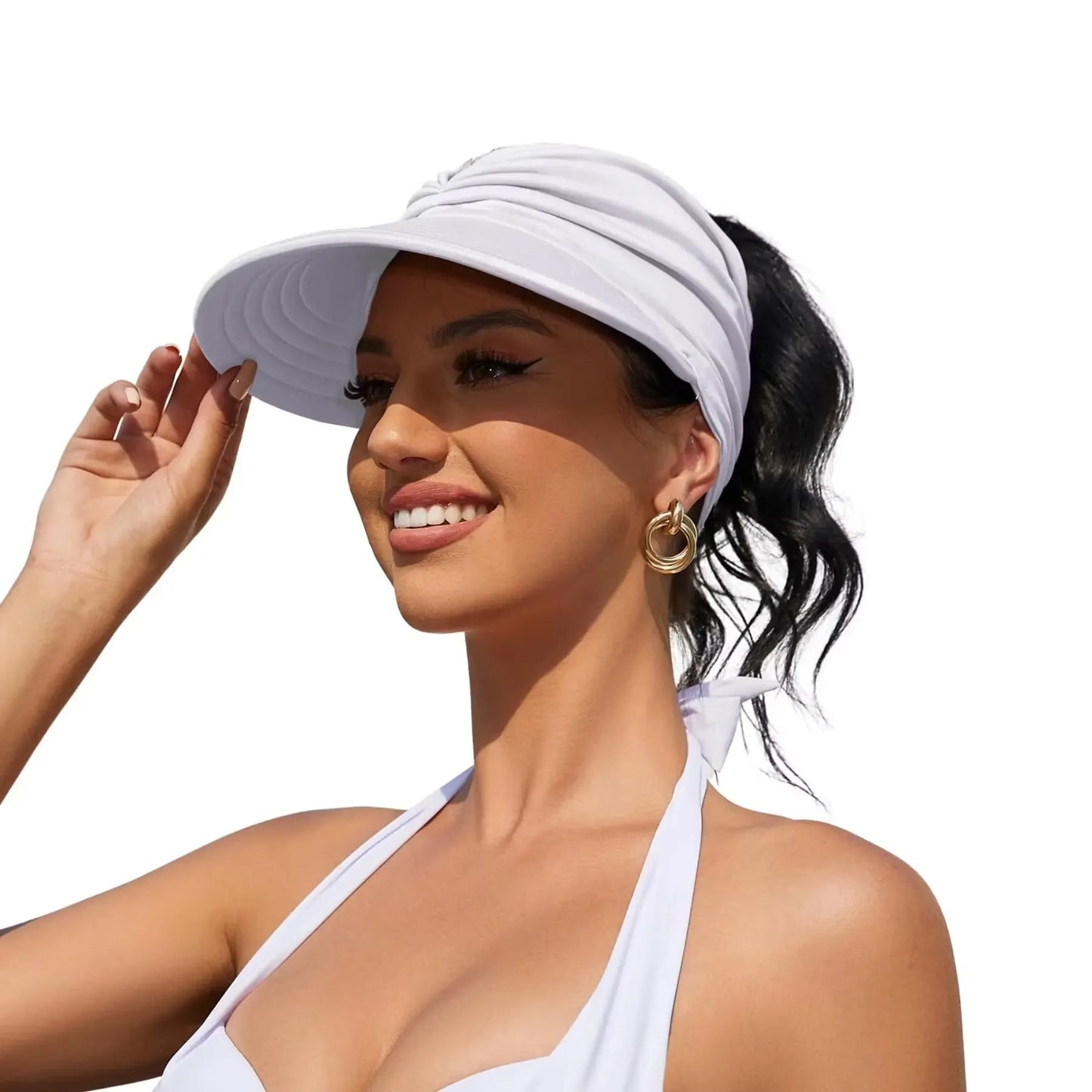 Women’s Wide Brim Open-Top Sun Visor Hat