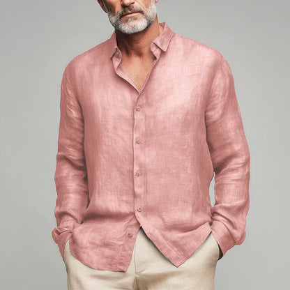 Men’s Lightweight Linen-Blend Long Sleeve Shirt