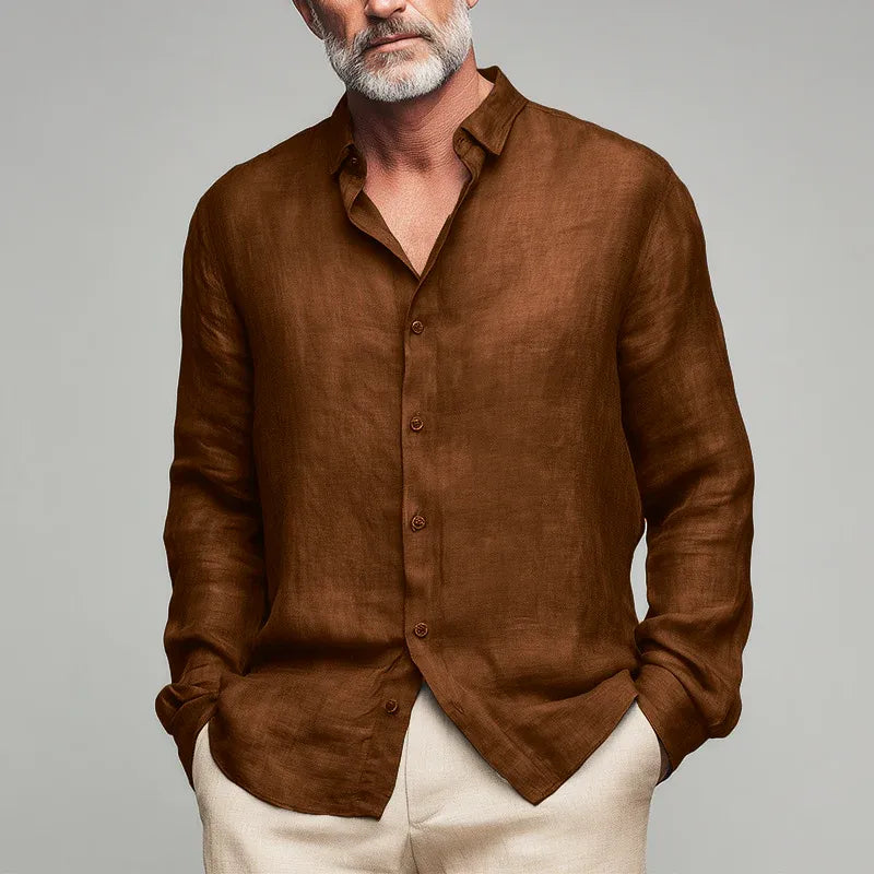 Men’s Lightweight Linen-Blend Long Sleeve Shirt
