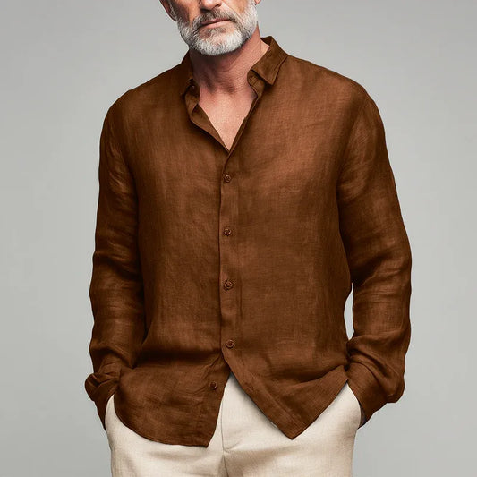 Men’s Lightweight Linen-Blend Long Sleeve Shirt