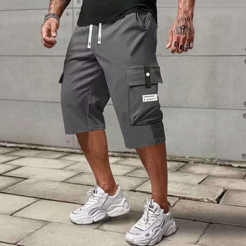 Men's Drawstring Cargo Capri Pants