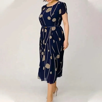 Women’s Elegant Printed Chiffon Midi Dress