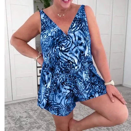 Women’s Printed V-Neck Sleeveless Romper