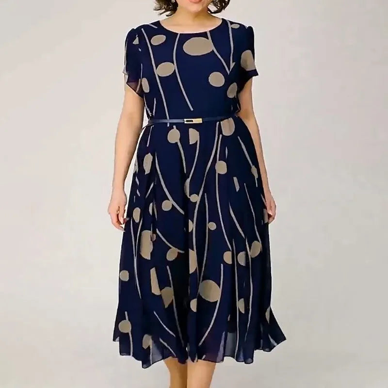 Women’s Elegant Printed Chiffon Midi Dress