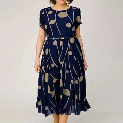 Women’s Elegant Printed Chiffon Midi Dress