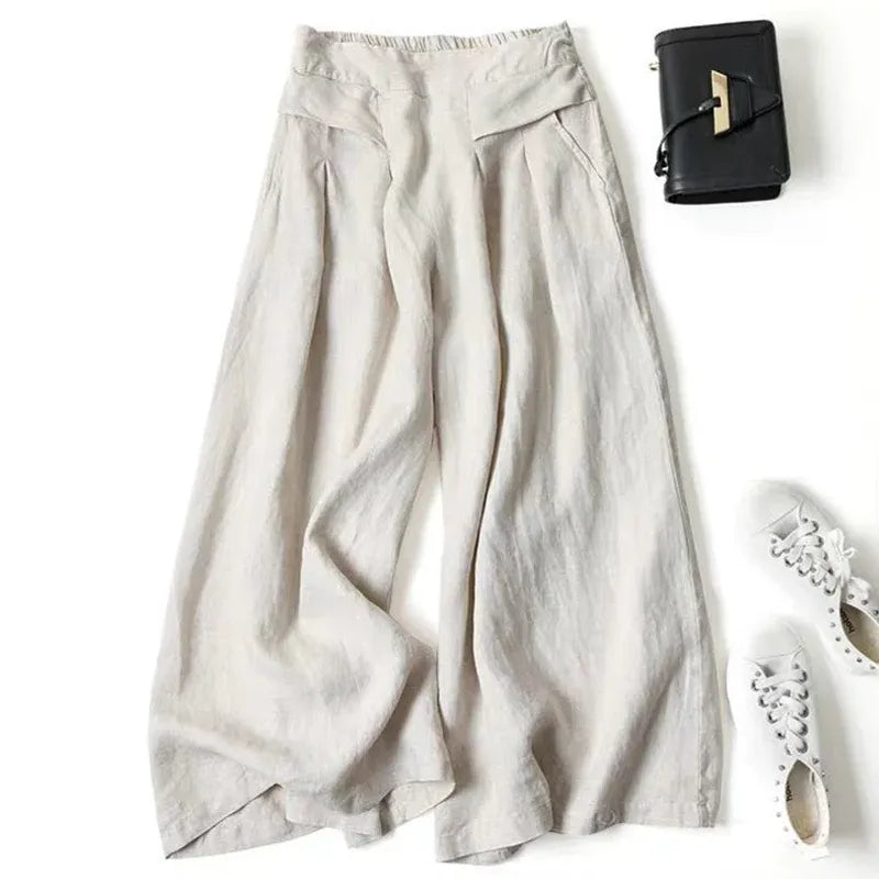 Women’s Linen-Blend Wide-Leg Pants