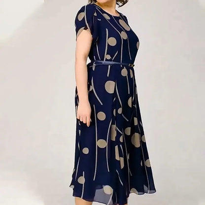 Women’s Elegant Printed Chiffon Midi Dress