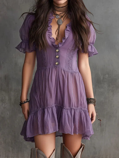 Women’s Purple Ruffle Mini Dress