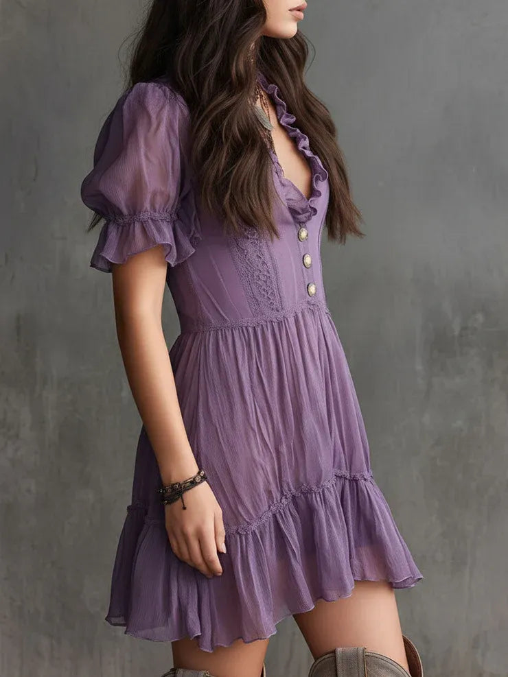 Women’s Purple Ruffle Mini Dress