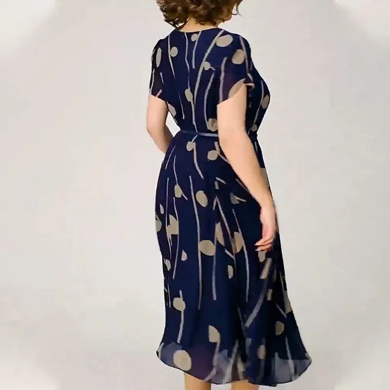 Women’s Elegant Printed Chiffon Midi Dress