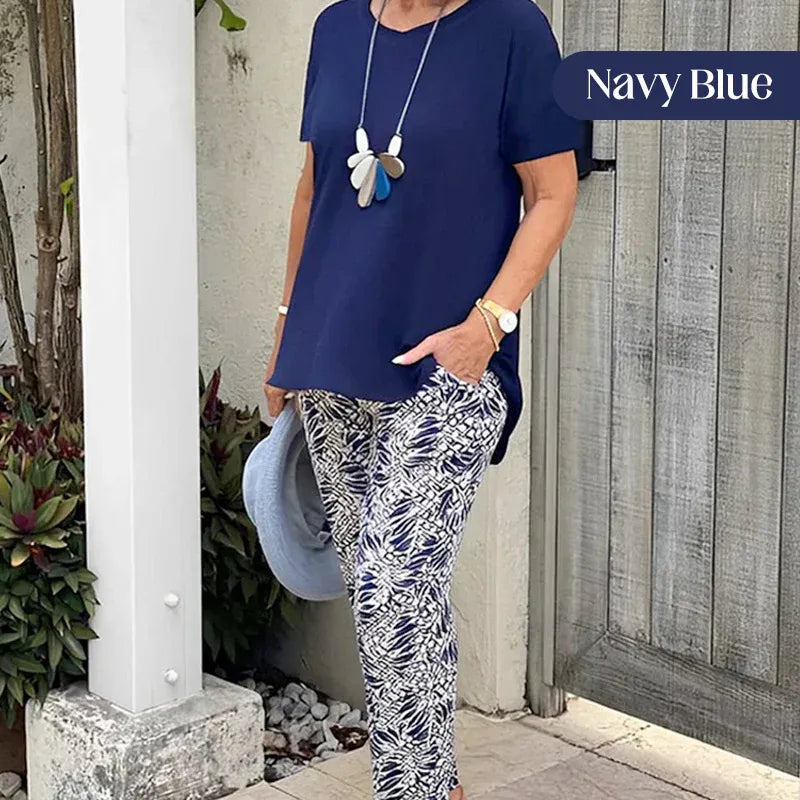 Women’s Casual Two-Piece Printed Pants Set