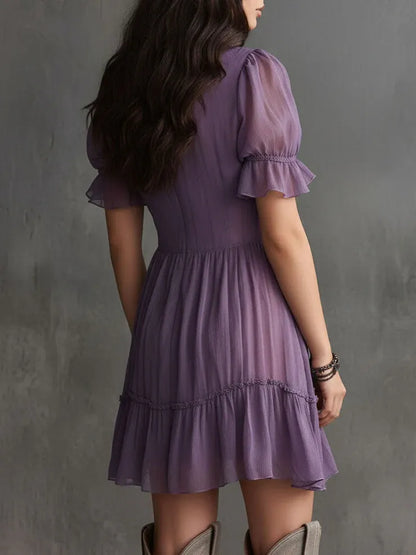 Women’s Purple Ruffle Mini Dress