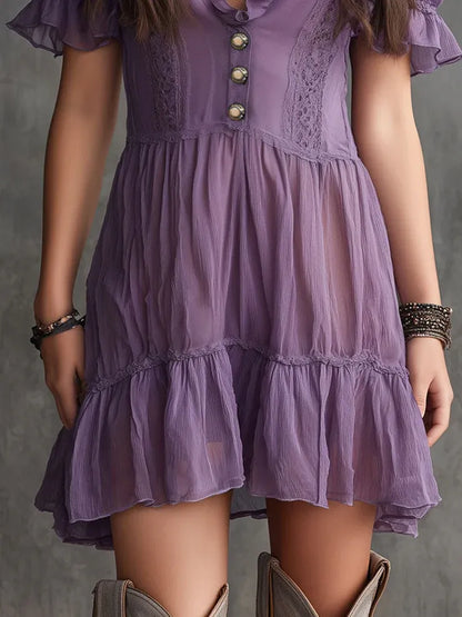 Women’s Purple Ruffle Mini Dress
