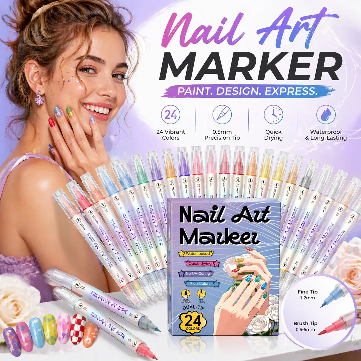 Women's Nail Art Marker Set – 24 Colors