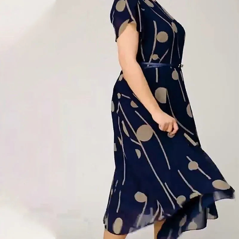 Women’s Elegant Printed Chiffon Midi Dress