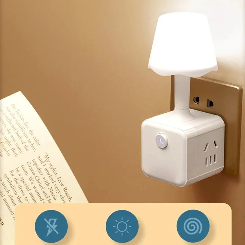 2-in-1 Plug-In LED Night Light with Power Outlet