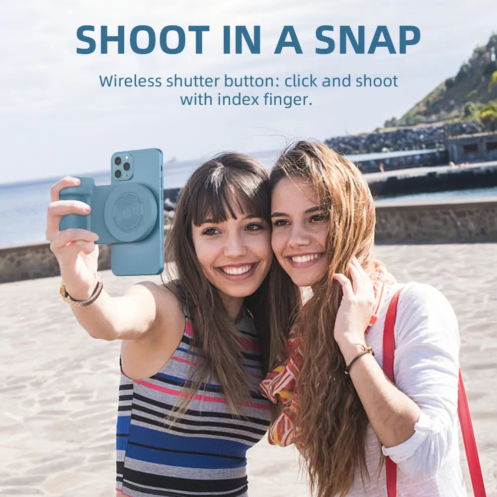 Magnetic Wireless Charging Camera Grip with Bluetooth Shutter
